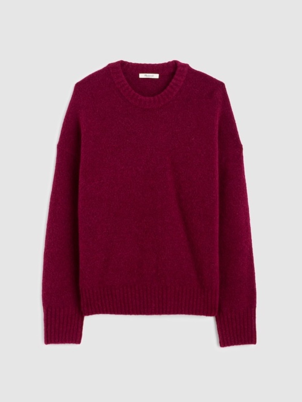 Madewell CloudSoft Drop-Shoulder Crewneck Sweater wool alpaca blend fuchsia L